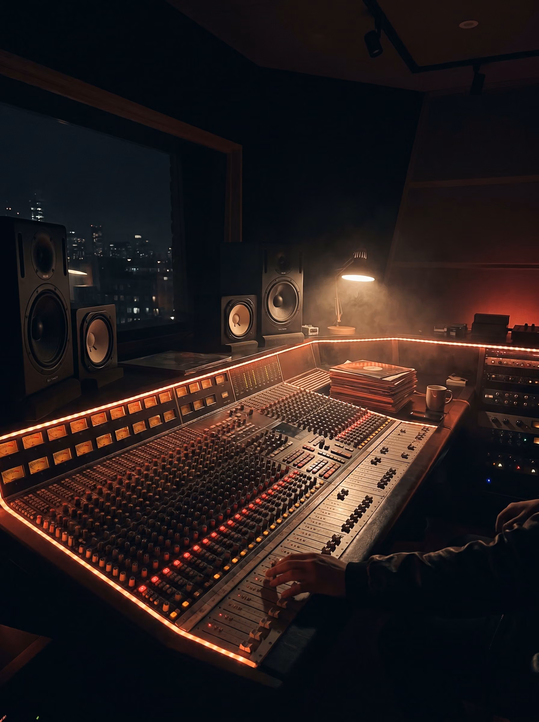 The studio — the desk, the Mac, the Logic session