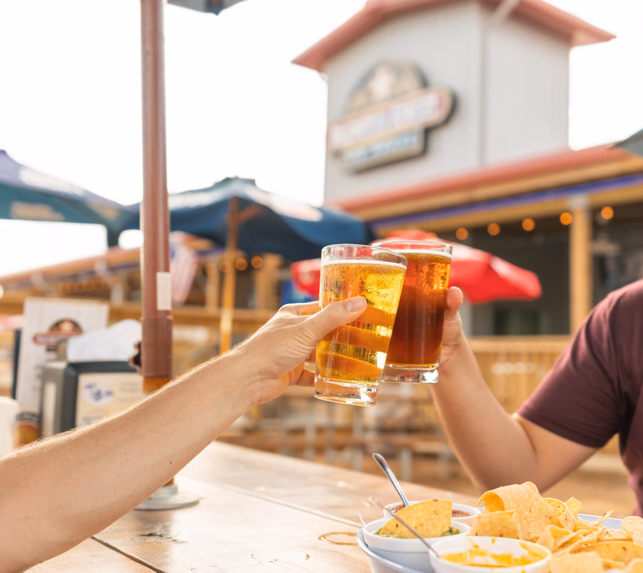 A cheers over a table at Brewster Street