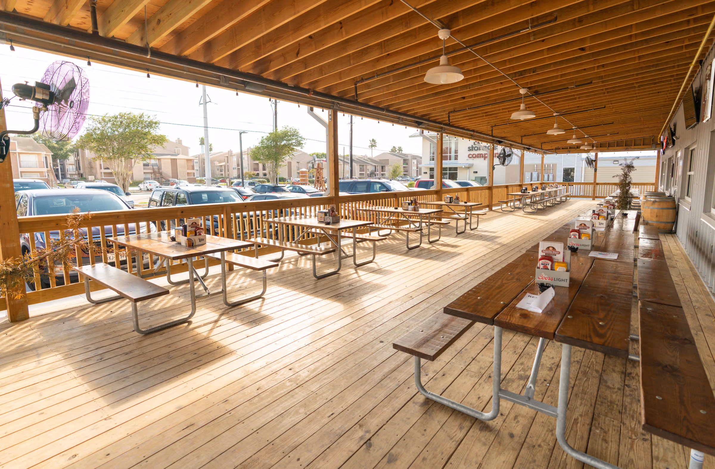 The long covered deck at Brewster Street Southside