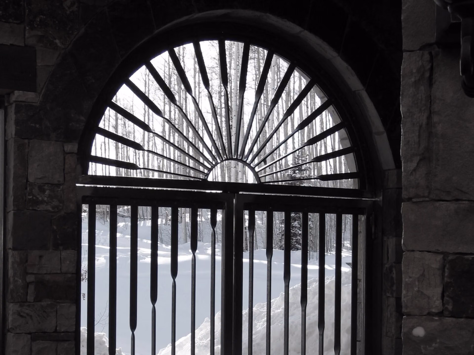 A scrolled iron panel