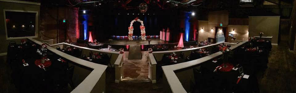 A wedding reception inside the Moxi Theater