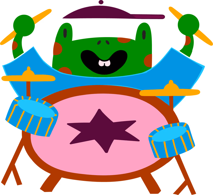The frog on drums