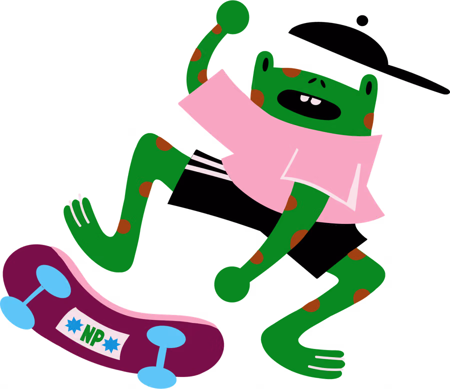 The frog on a skateboard