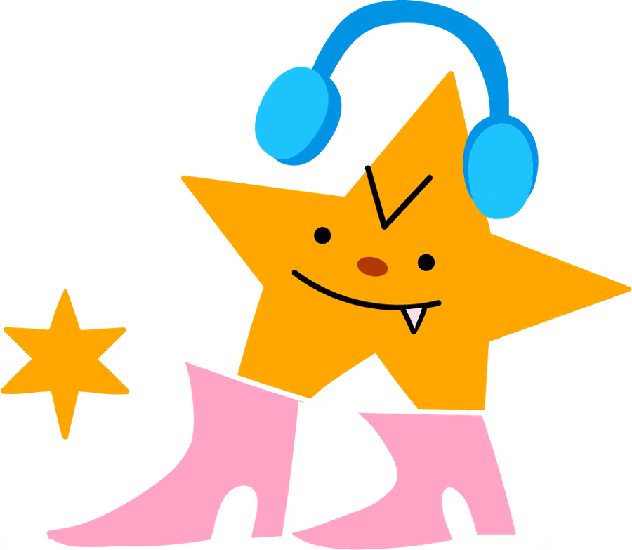 The star in headphones