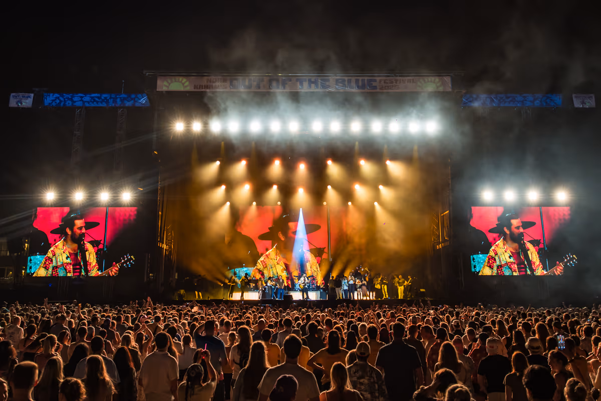 Late night concert crowd