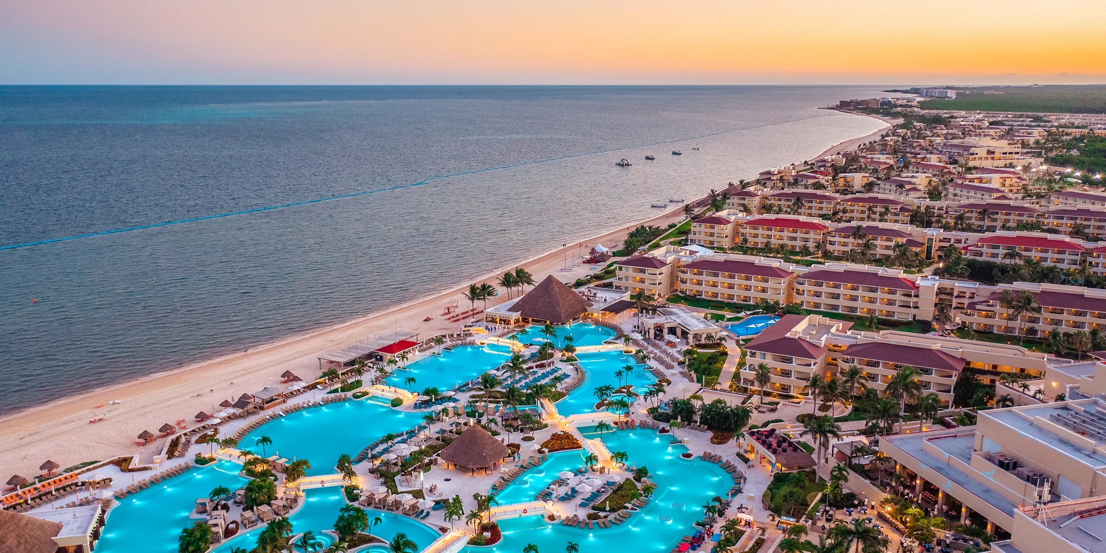 Aerial view of Moon Palace Cancun, the oceanfront host resort of Out of the Blue 2027