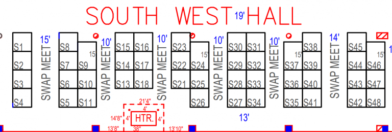 South West Hall swap meet table map