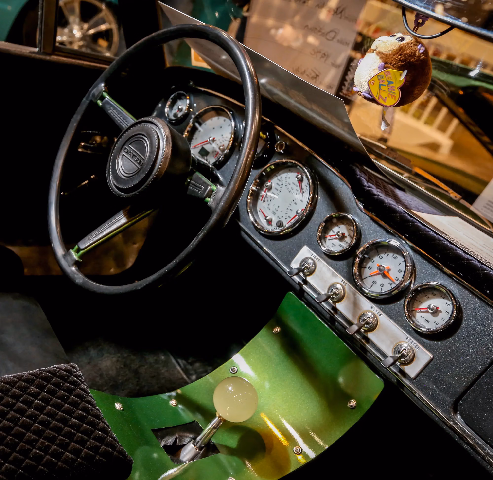 A classic dashboard with round gauges