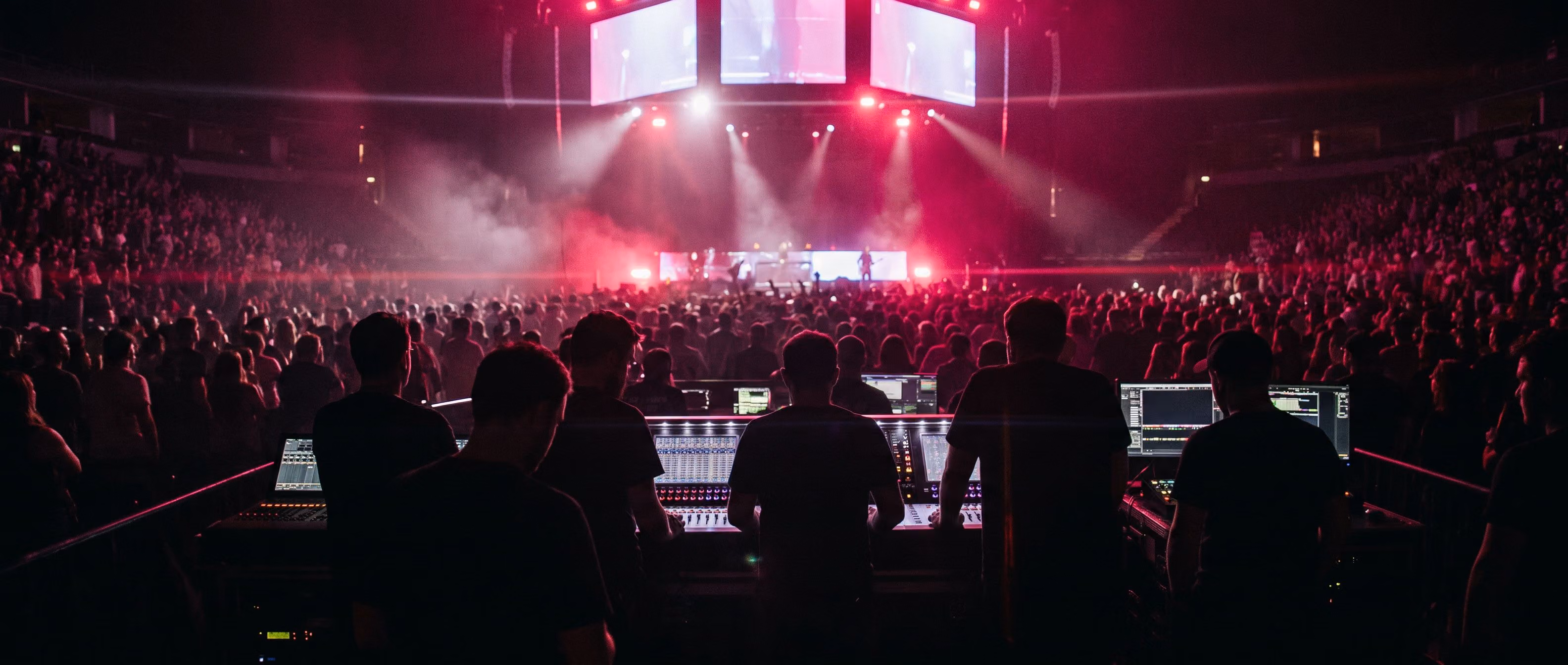 Crowd at front of house during a headline set