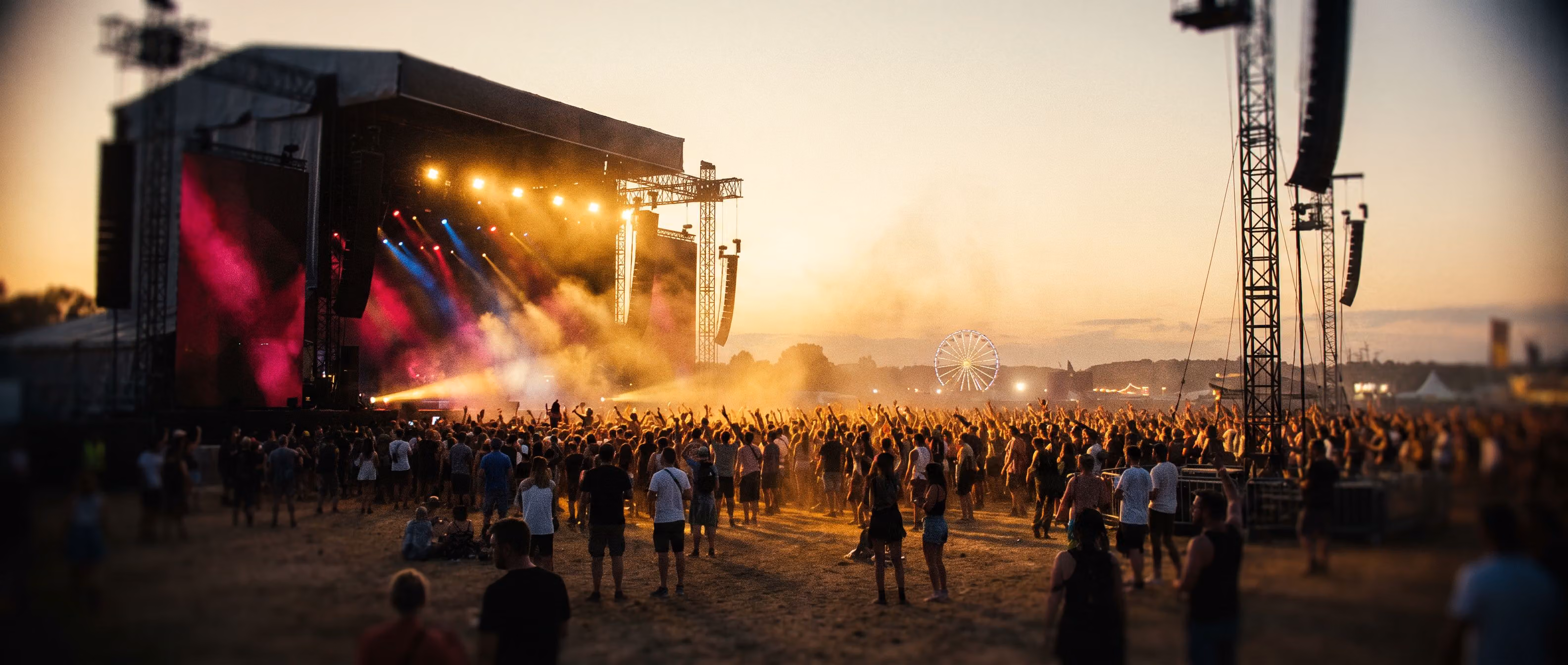 Main stage crowd at dusk