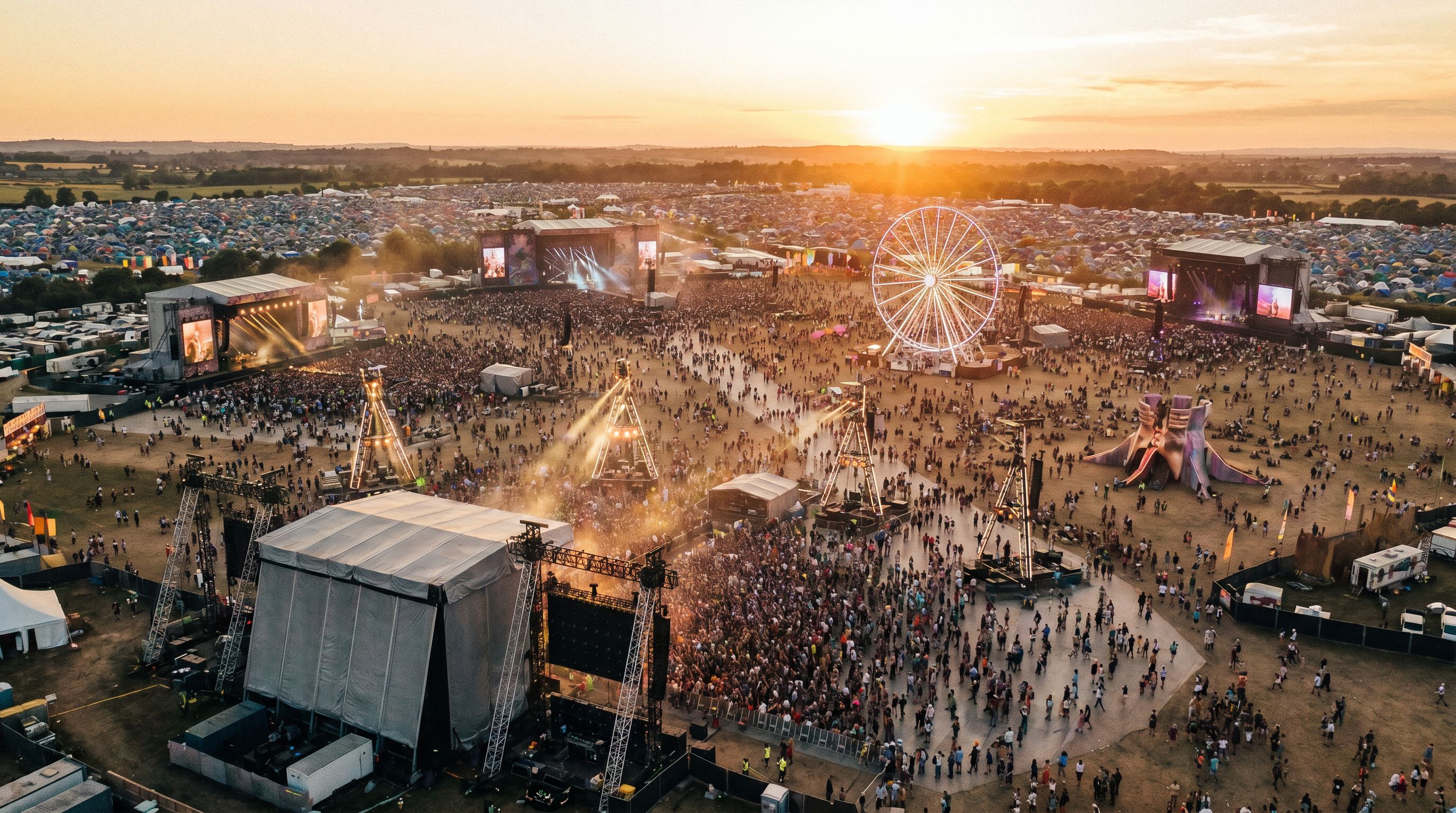 Aerial view of a festival crowd