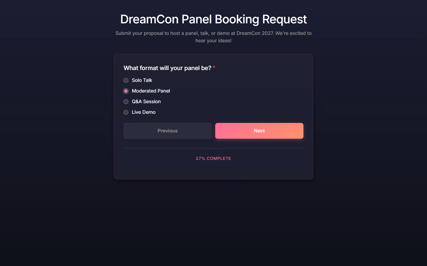 A live Pixl Forms question in the Pixl Events template design