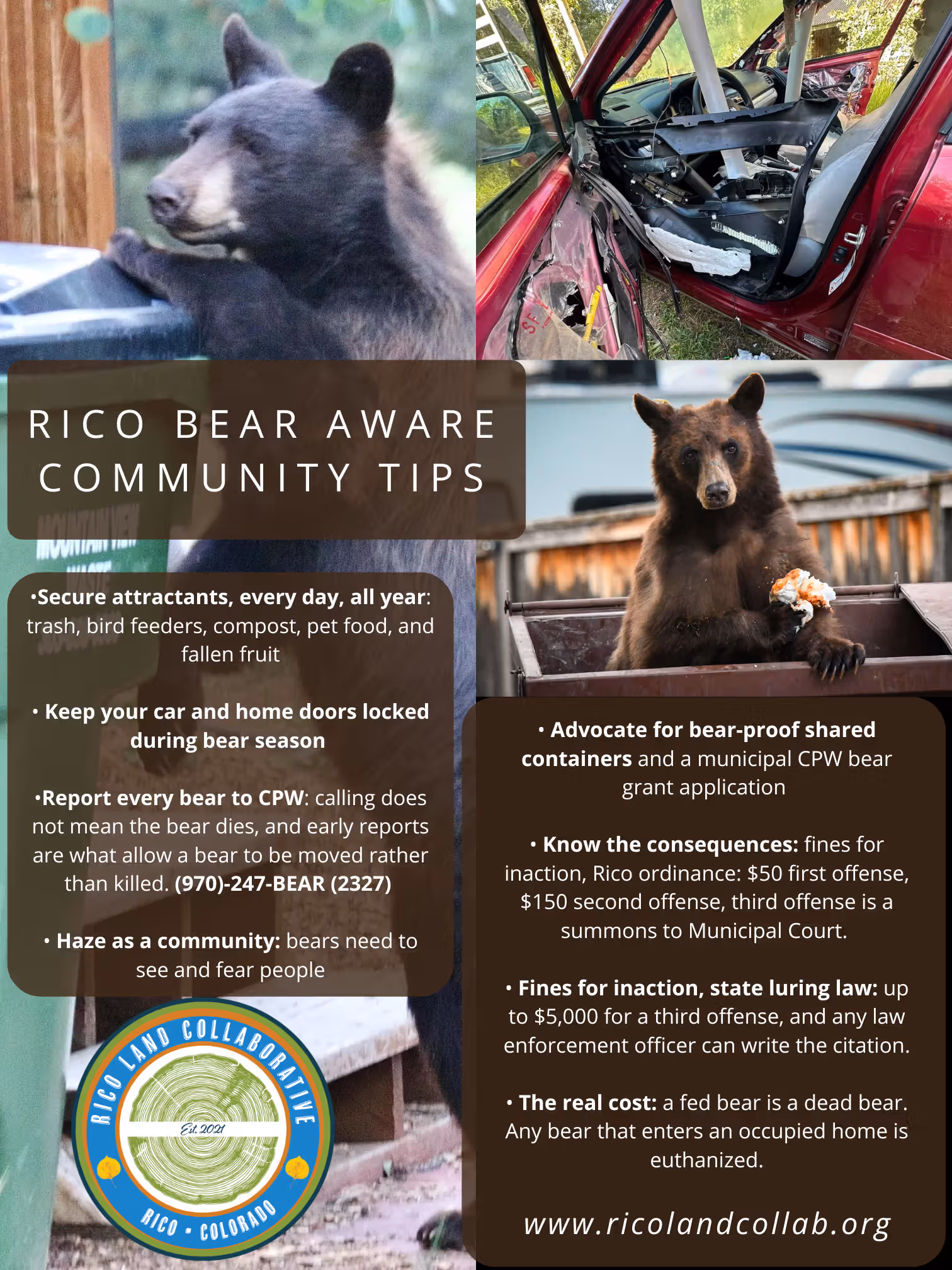 Bear Aware discussion poster, September 14, Rico, Colorado
