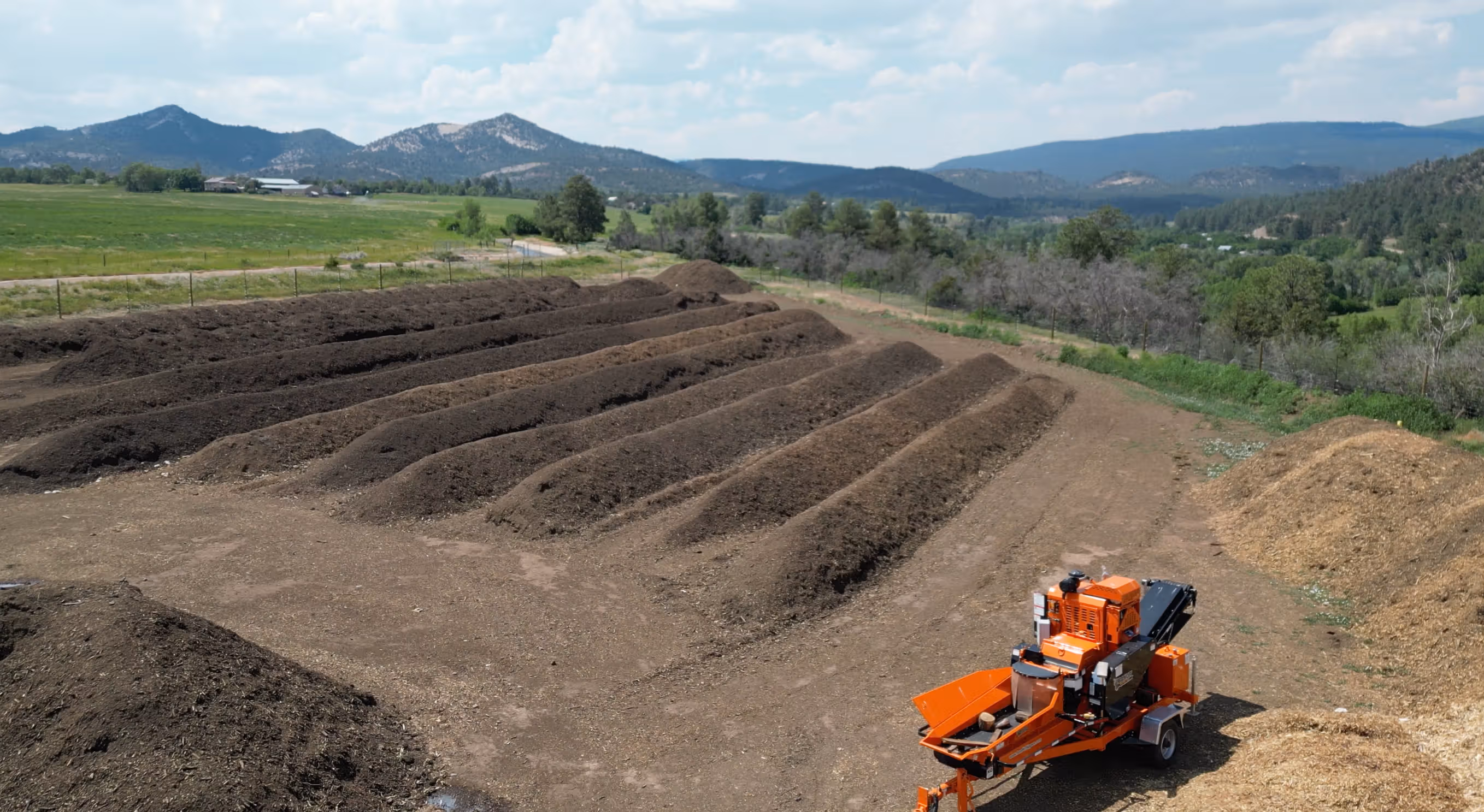 Carbon farming windrows under the San Juans
