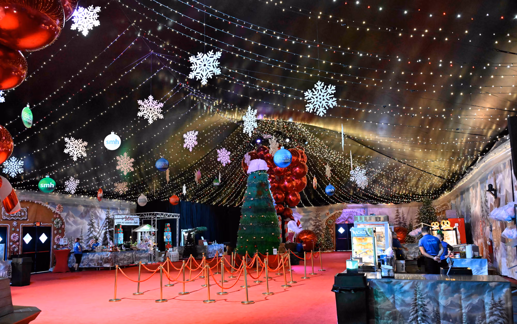 Seating and lobby area inside the Big Top