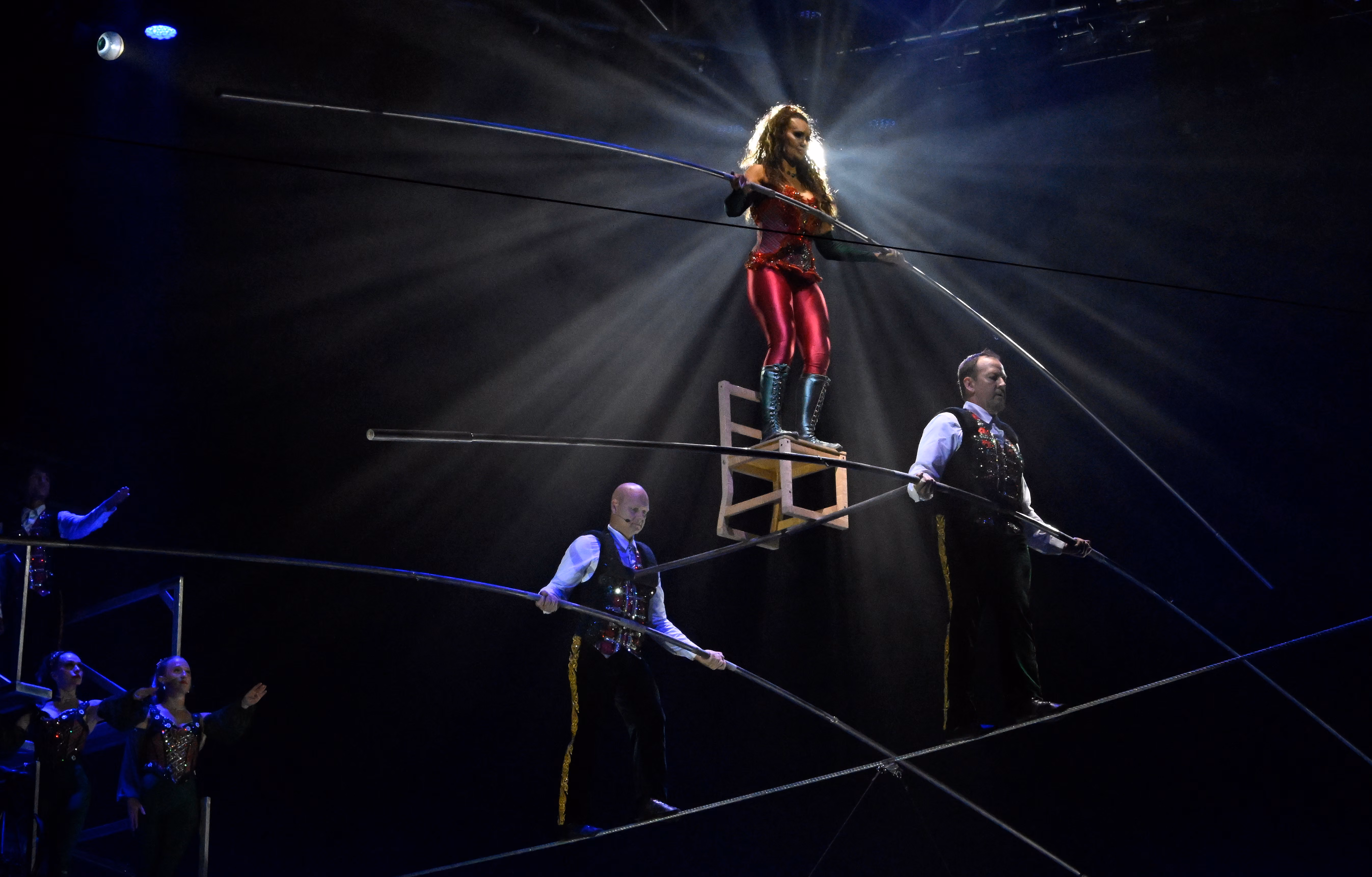 High wire act above the ring