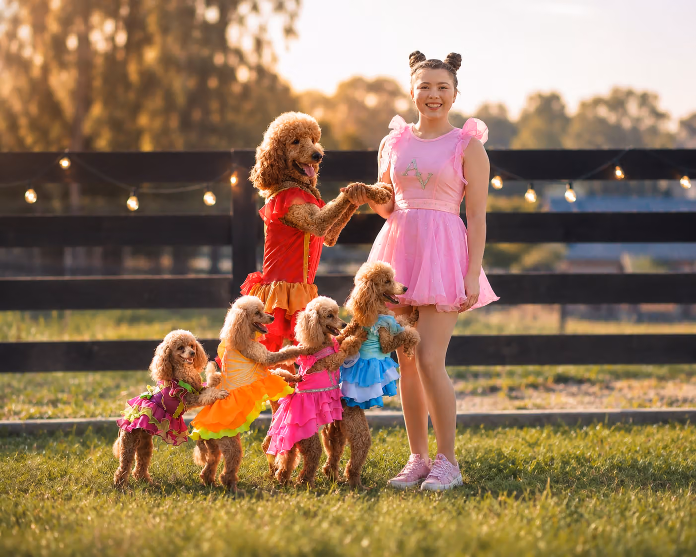 Veranica Tchalabaeva performing with her dogs