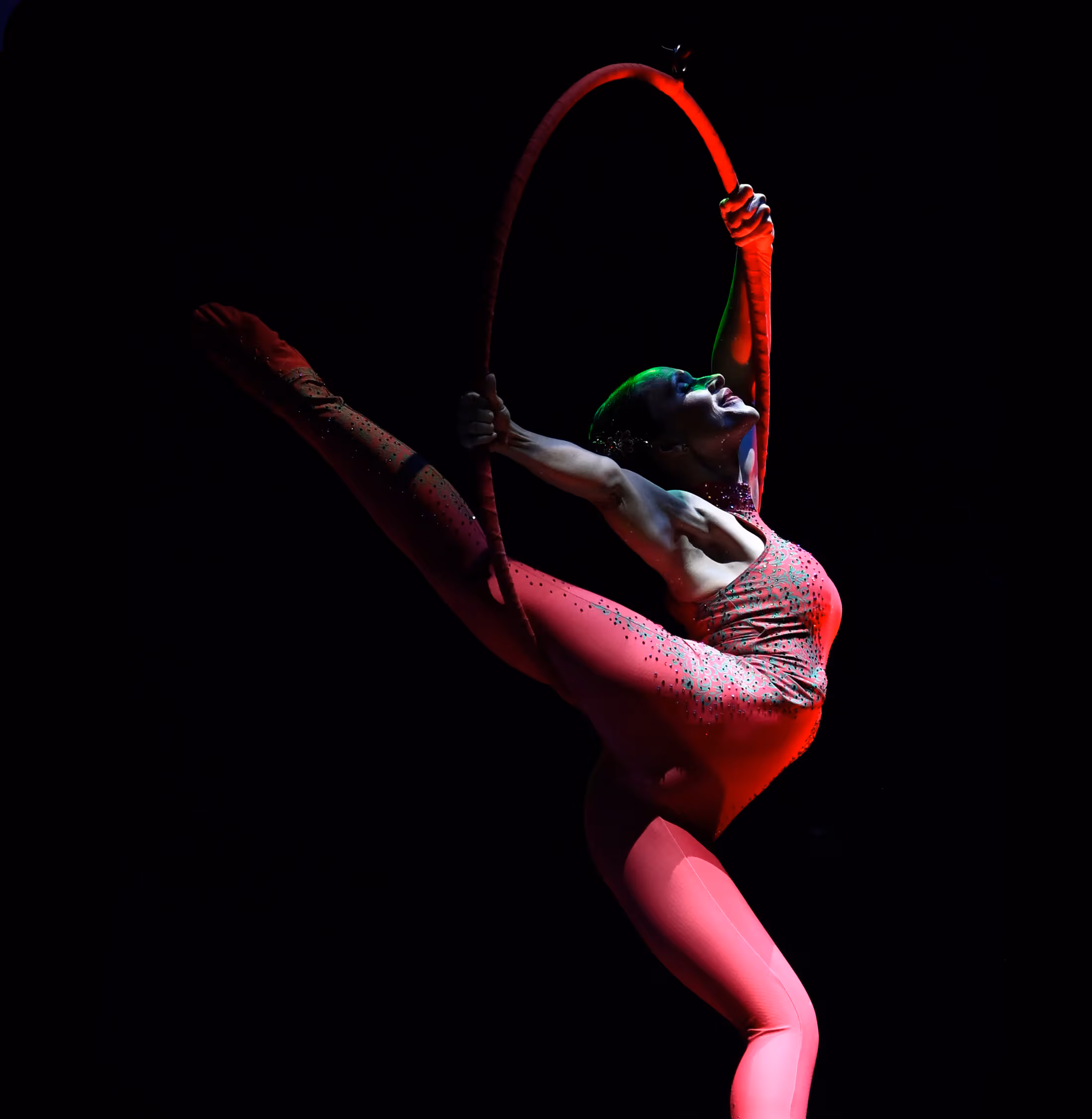 Aerialist performing on the lyra