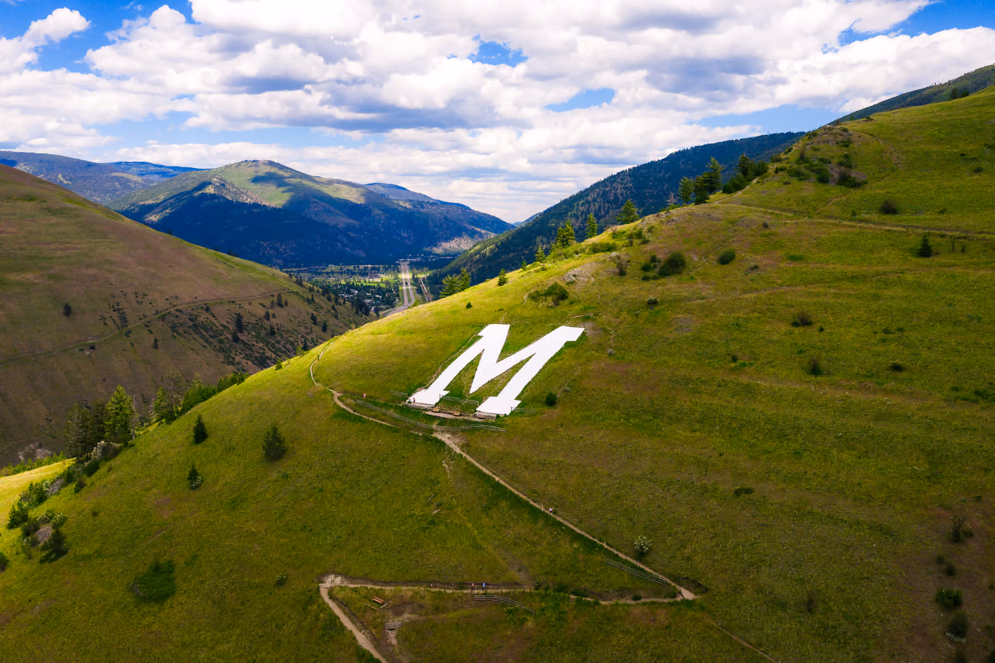 Aerial view of Missoula and the festival grounds