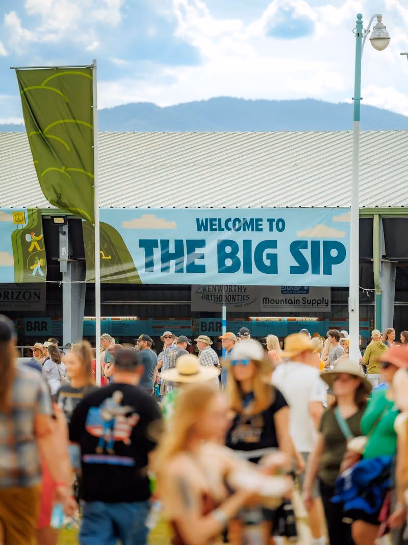 Crowd gathered at the Big Sip entrance